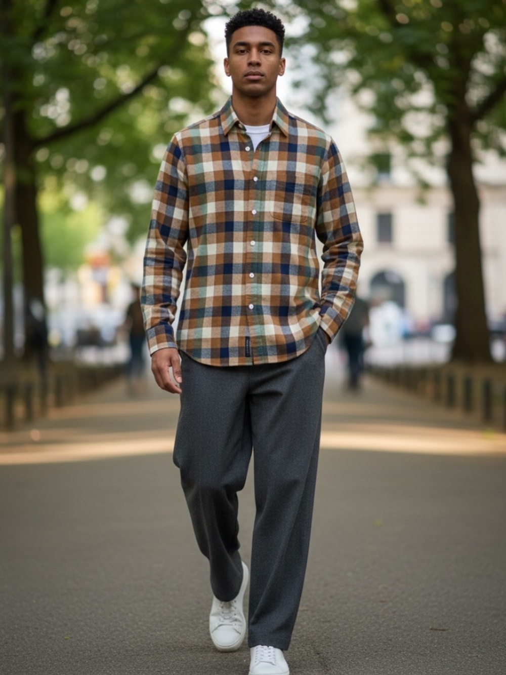 J. Crew Men’s Brown Plaid 100% Cotton Flannel Long Sleeve Shirt | Size S